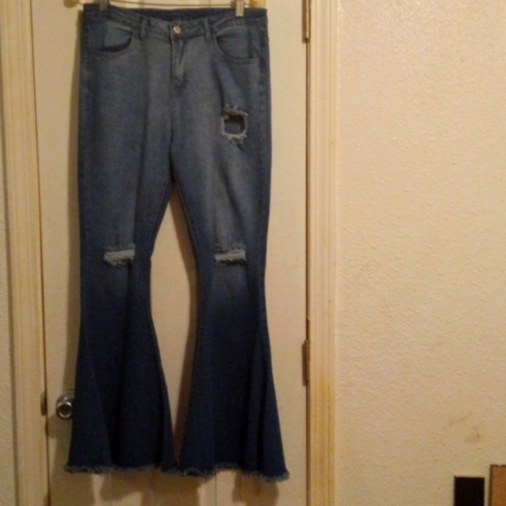 Distressed Flare Bell Bottom Jeans